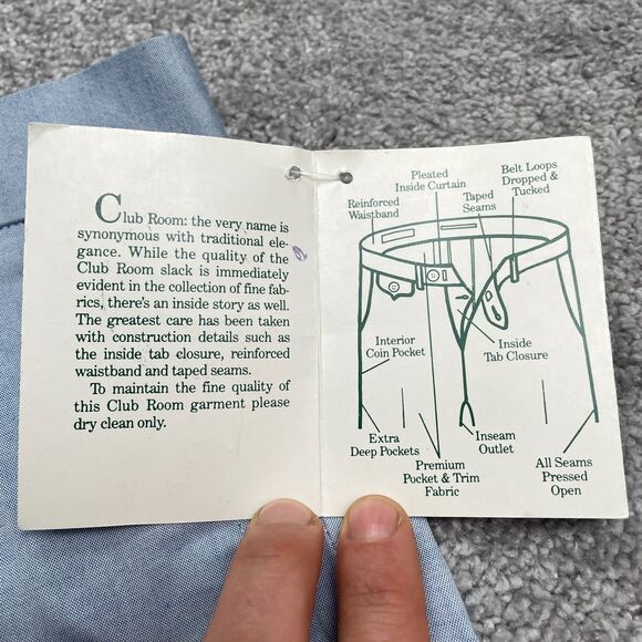 Club Room Vintage 80's Dress Pants Mens 36x34 Light Blue Cotton Trousers NWD - Picture 9 of 16